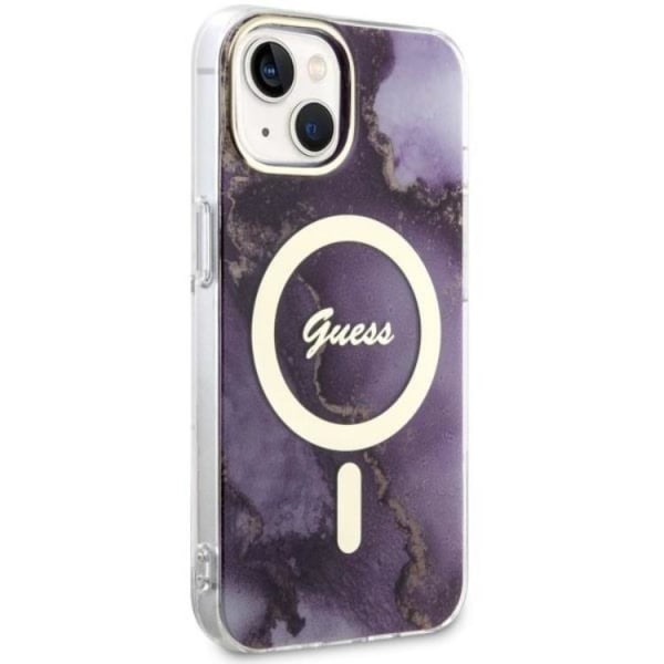 Guess iPhone 14 Mobilskal MagSafe Guld Marble - Lila