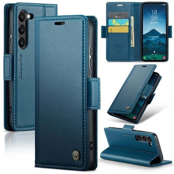 CASEME Plånboksfodral Konstläder för Samsung Galaxy S25 - Blå
