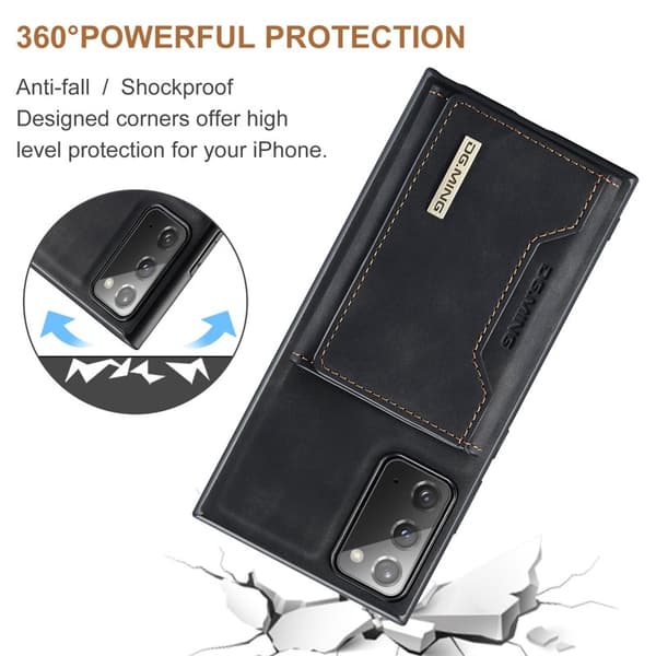 DG.MING M2 Tri-fold Konstläder Plånboksfodral för Samsung Galaxy Note20 - Svart