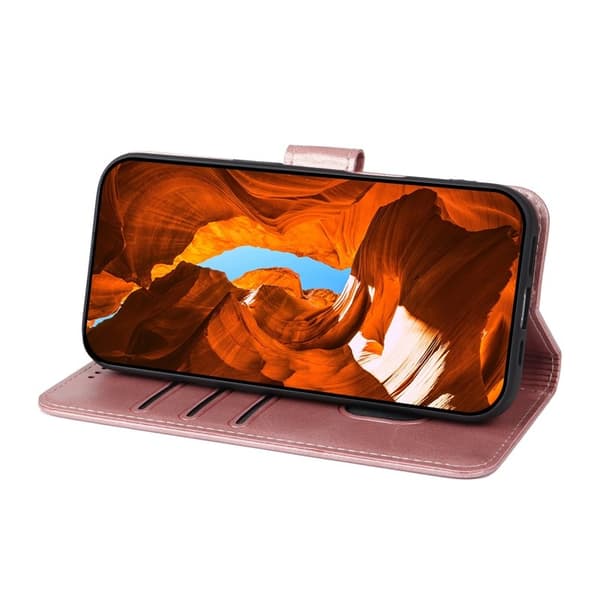Samsung Galaxy S26 Plus Plånboksfodral Ställ Magnetisk Konstläder - Roséguld