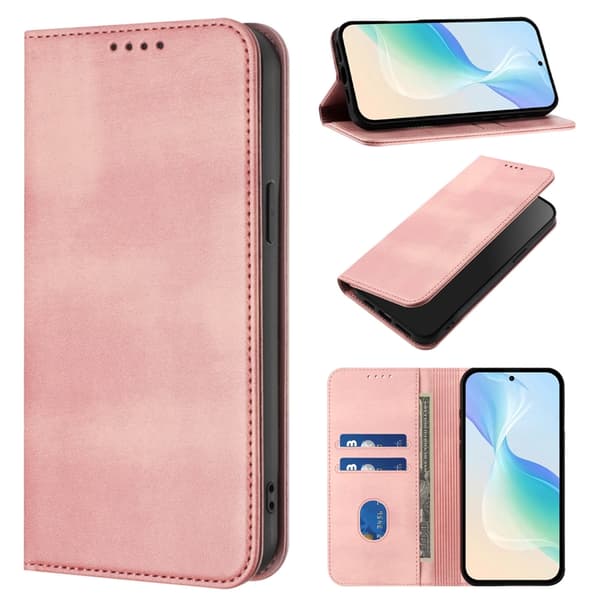 OnePlus 15 Plånboksfodral Retro RFID-Skydd Konstläder Rosa