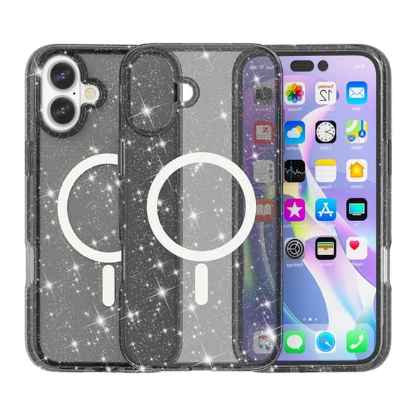 Mobilskal till iPhone 17 MagSafe Puderglitter - Svart Svart