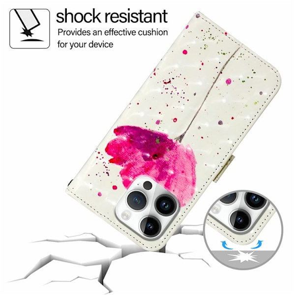 iPhone 16 Pro Max Plånboksfodral Printing Pattern Med Rem Rosa