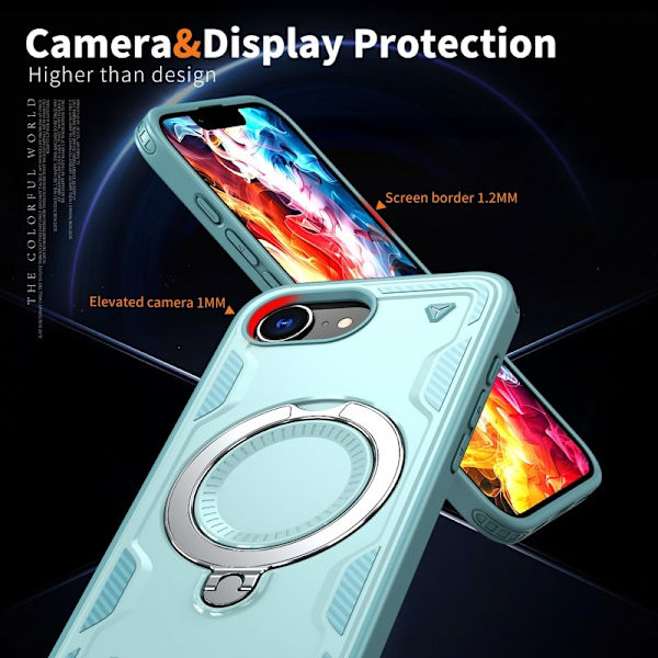 Mobilskal till iPhone 16e Militärskydd Plast Kickstand - Blå
