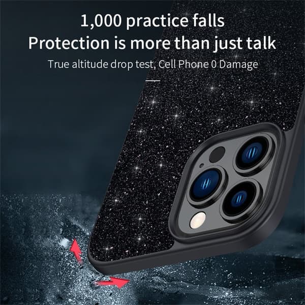 SULADA Mobilskal till iPhone 16 Pro PU Läder + PC + TPU Glittrande Lila
