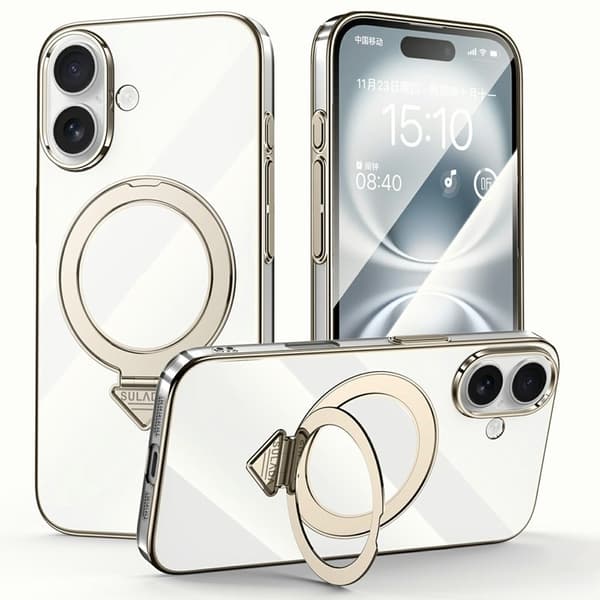 SULADA Mobilskal till iPhone 16 Plus MagSafe Kickstand Klar PC Grå
