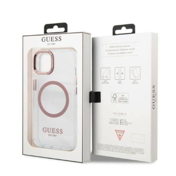 Guess iPhone 13 Skal Magsafe Metal Outline - Rosa