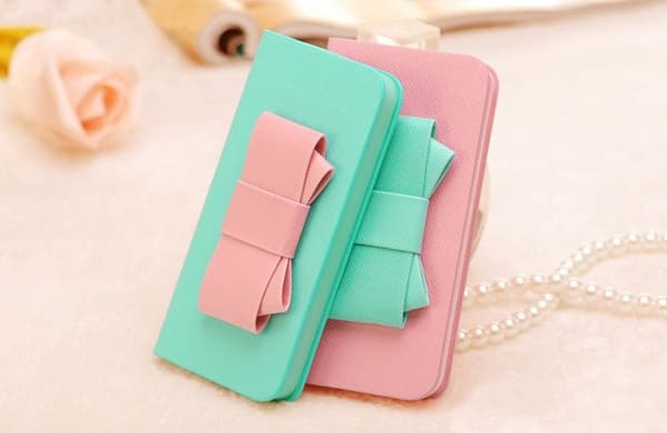 Sweet Hybrid Bow Plånboksfodral till Apple iPhone 4S / 4 (Mint) Blå