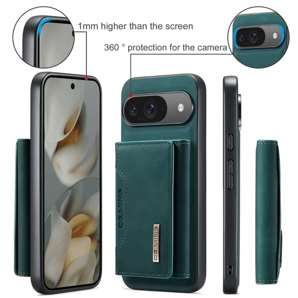 DG.MING Pixel 10 Konstläder Plånboksfodral PU + PC + TPU - Grön