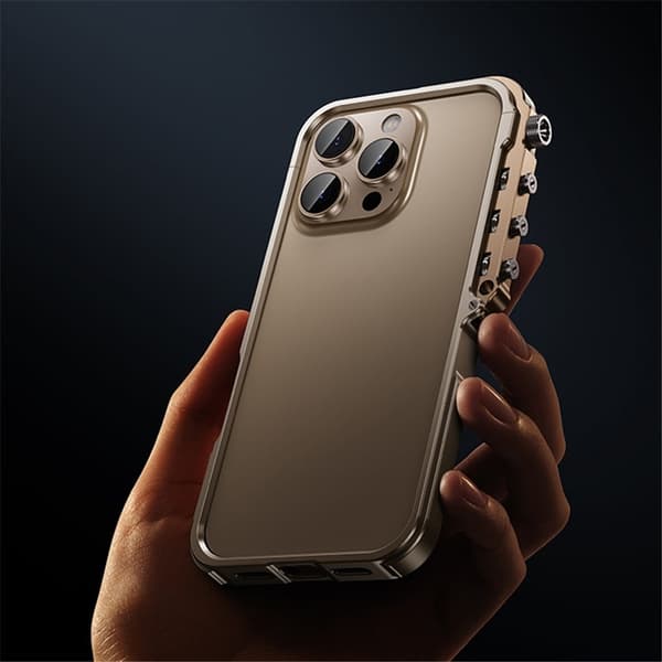 Mobilskal till iPhone 16 Pro Max Bumper Aluminum Metal Frame - Guld Guld