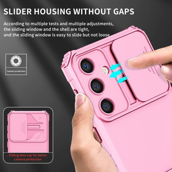 Mobilskal för Samsung Galaxy S26 Plus Kamera Skydd PC + TPU - Rosa
