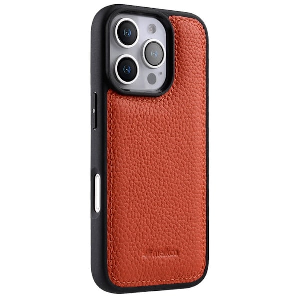 MELKCO Mobilskal till iPhone 16 Pro Max Äkta Läder PC - Orange