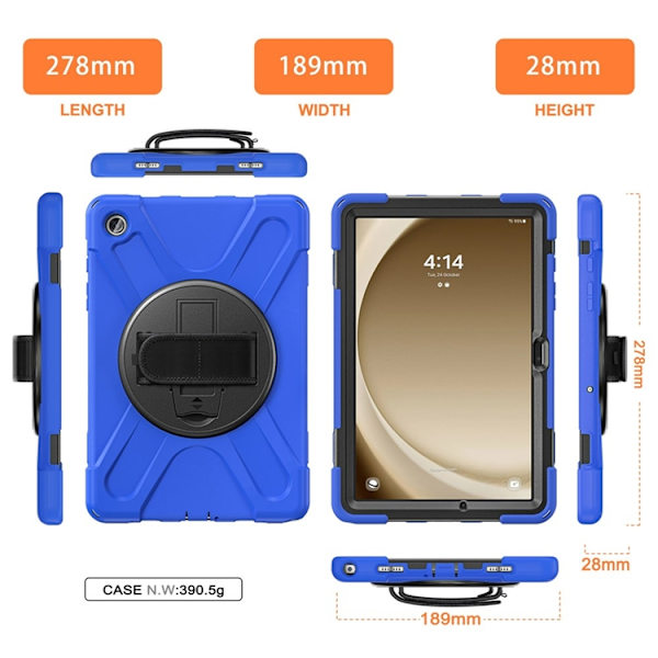 Mobilskal till Galaxy Tab A9 Plus Silikon Rotary Kickstand Blå