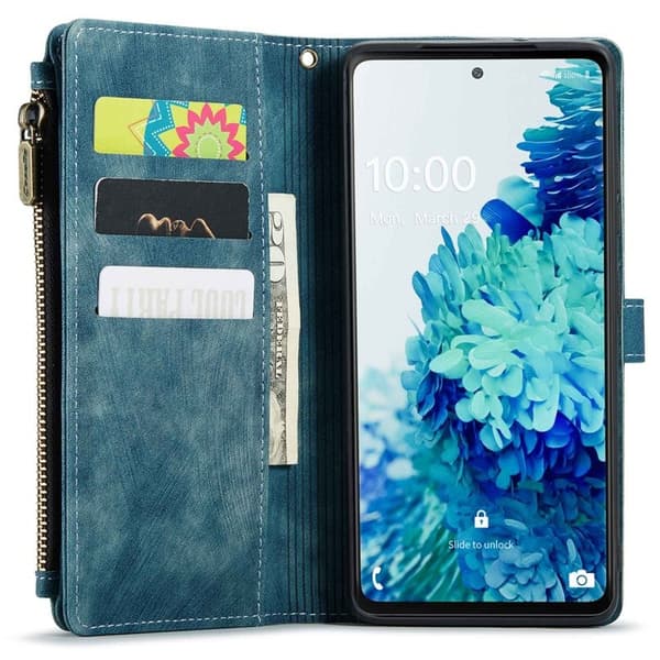 CASEME Konstläder Plånboksfodral för Samsung Galaxy S20 FE - Blå