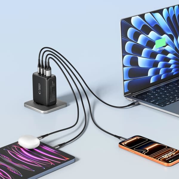 Tech-Protect 4-ports hurtigoplader 200W QC3.0 NC200W-GAN Svart