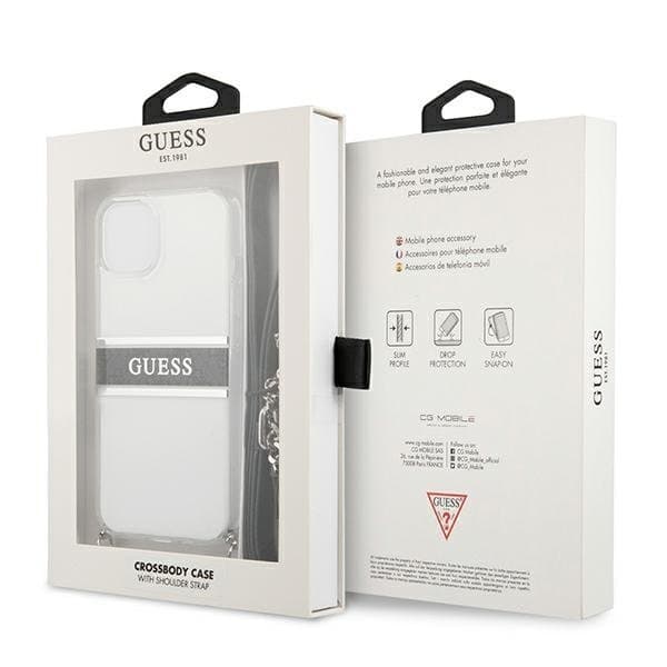 Guess 4G Gray Strap Silver Chain Skal iPhone 13 mini - Läpinäkyvä Silver