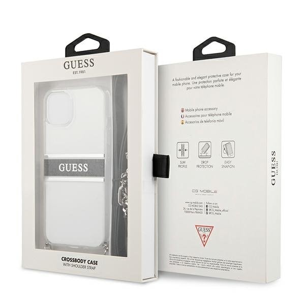 Guess Gray Strap Silver Chain Skal iPhone 13 mini - Transparent Silver
