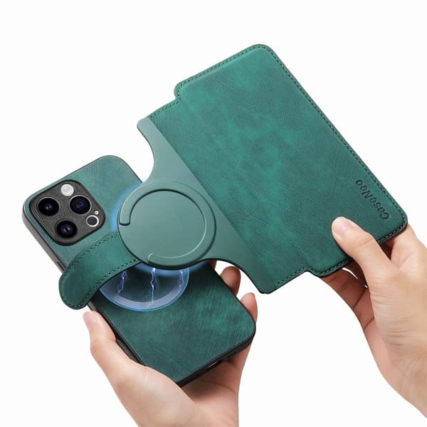 CASENEO iPhone 15 Pro Max Plånboksfodral Konstläder - Grön