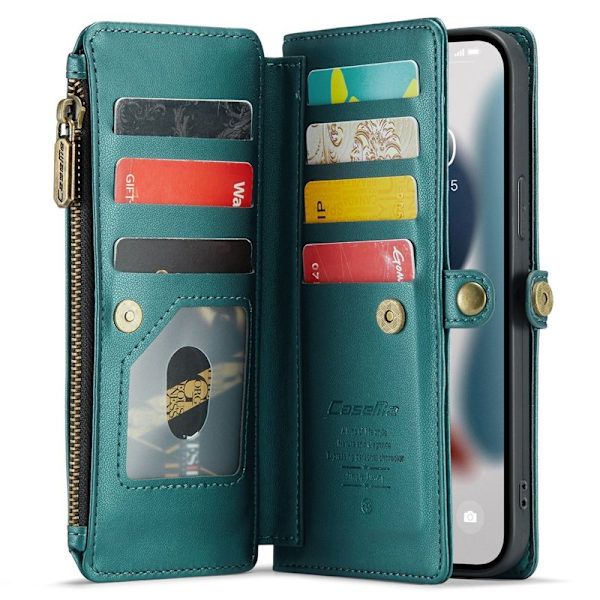 CASEME Plånboksfodral Konstläder för iPhone 13 Pro Max - Grön