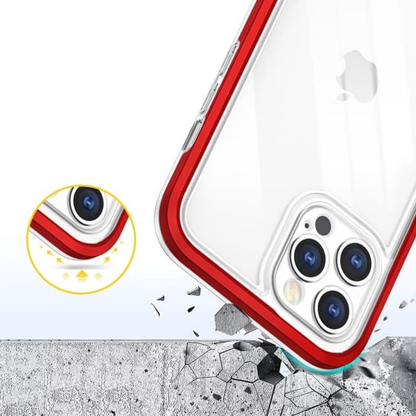 iPhone 12 Pro Max -kuori Clear 3in1 - Punainen Röd