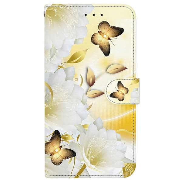 Sony Xperia 10 VII Konstläder Plånboksfodral Pattern Printing - Guld Flower Guld