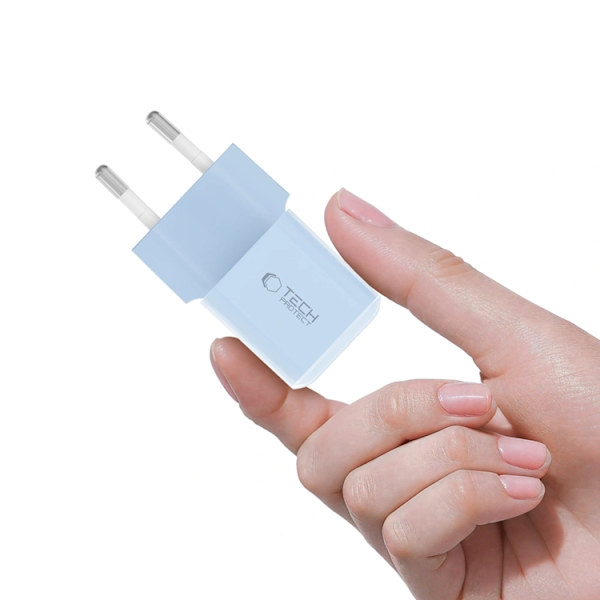Tech-Protect Väggladdare USB-C 25W - Baby Blå Blå