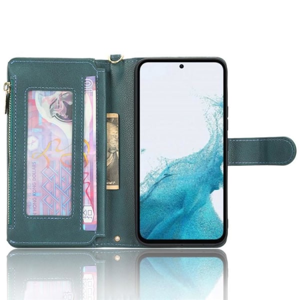 Galaxy A34 5G Plånboksfodral Zipper med Rem - Grön
