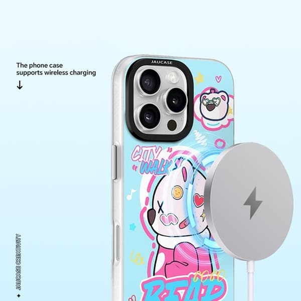 JAUCASE Mobilskal till iPhone 16 Pro Max MagSafe - City Walk Bear Blå