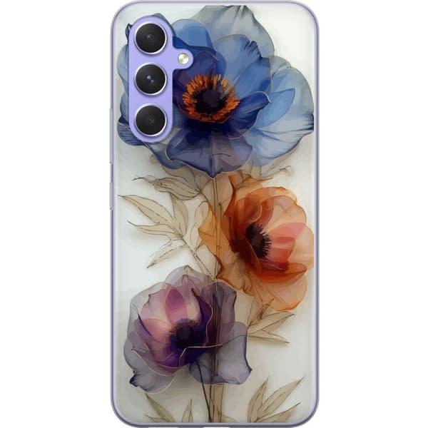Telefontaske til Samsung Galaxy A54 med silke blomster
