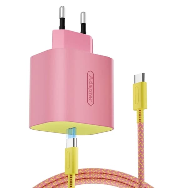 60W Snabbladdare För Nintendo Switch 2/Lite/OLED Spelkonsol Typ-C Rosa