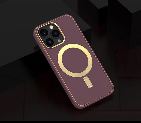 BOOM iPhone 14 Pro Max Magsafe Läderskal Max - Vinröd Röd