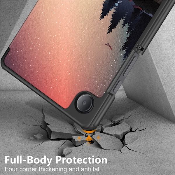 Galaxy Tab A9 Fodral Pattern Printing Tri-fold Konstläder Skymning