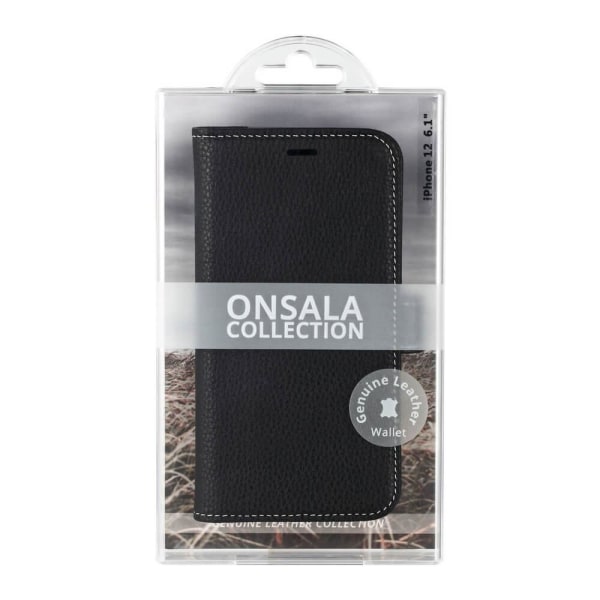 Onsala Mobilfodral Skinn Svart iPhone 12 & 12 Pro Svart