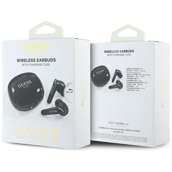 Guess TWS In-Ear Hörlurar Flat Classic Logo Electroplated Svart