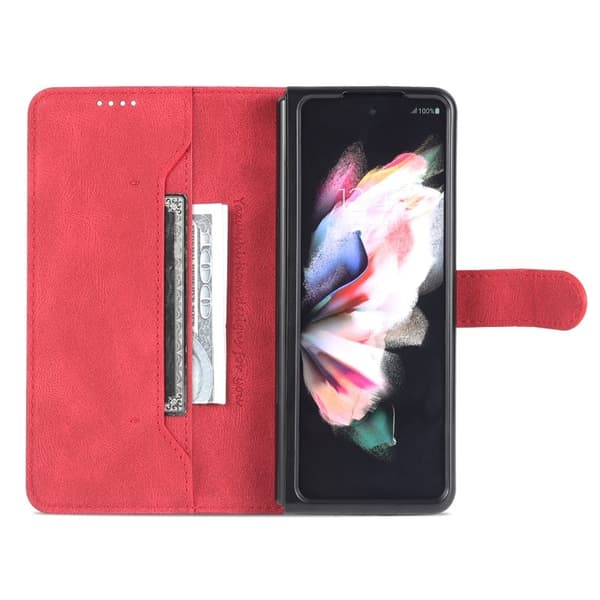 AZNS Samsung Galaxy Z Fold3 Plånboksfodral Konstläder - Röd