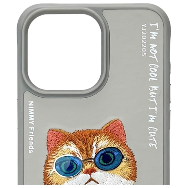 Nimmy Mobilskal till iPhone 15 Pro Max Glasses Cool Cat - Grå Grå