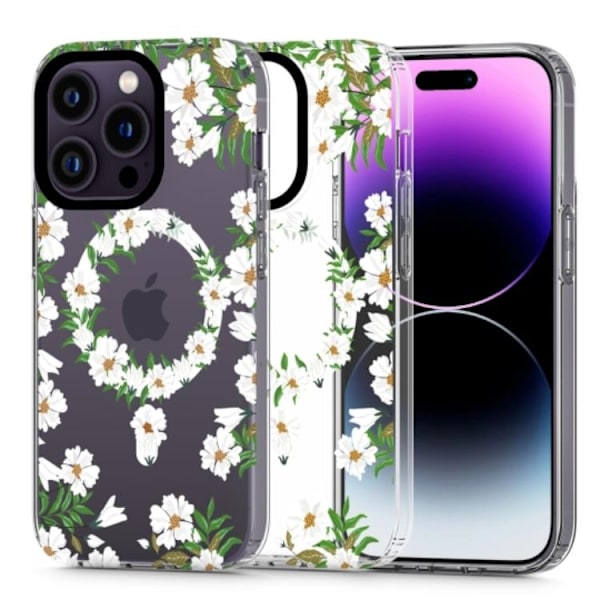 Tech-Protect iPhone 13 Pro Max Mobilskal Magsafe Magmood - Vit Daisy