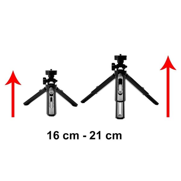 Mini Tripod telefonholder selfiestang GoPro Sort Black