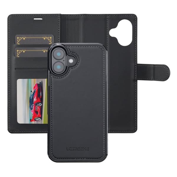 LC.IMEEKE L2 Series iPhone 17 Plånboksfodral Konstläder - Svart