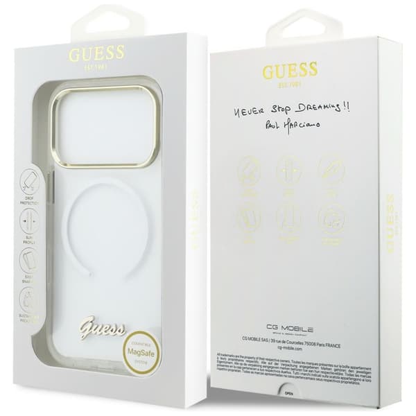 Guess Mobilskal Til iPhone Air MagSafe IML Gradient Script Metal - Hvid Vit