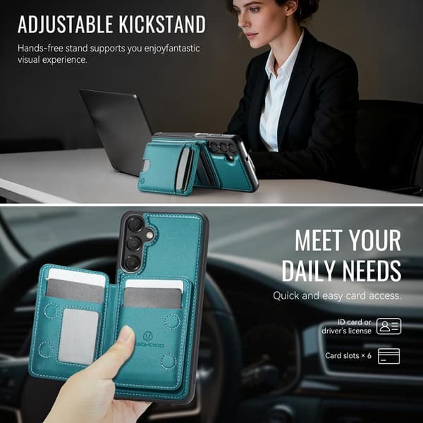 JEEHOOD Samsung Galaxy A15 5G Mobilskal KonstLäder - Blå Blå
