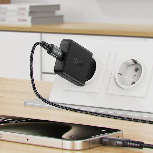 Acefast Väggladdare USB-C 20W GaN - Svart Svart