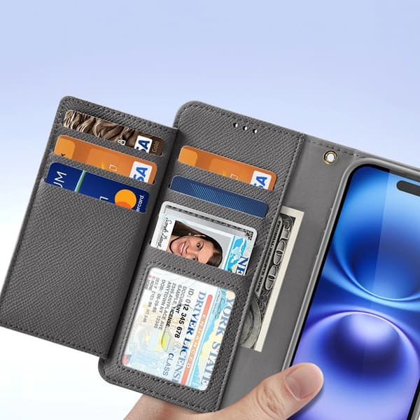 Dux Ducis iPhone 16 Plånboksfodral Lawa Läder - Grå Grå