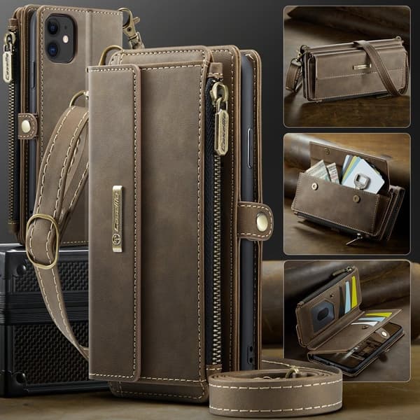 CASEME iPhone 11 Plånboksfodral RFID-Skydd Konstläderbrun