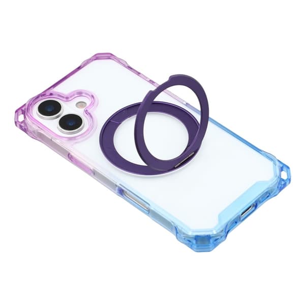 Mobilskal till iPhone 17 MagSafe Ring Kickstand - Gradient Lila / Blå Lila