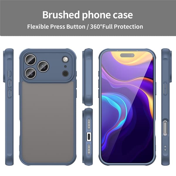 Mobilskal till iPhone 17 Pro Max Frostade krockkuddar Drop Proof - Blå Blå