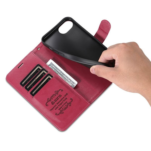 AZNS iPhone 16e Plånboksfodral Anti-Scratch Konstläder - Röd