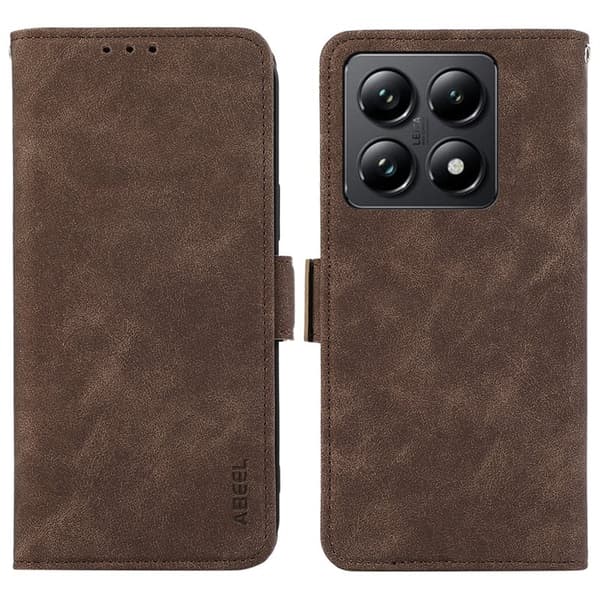 ABEEL Xiaomi 14T Plånboksfodral Konstläder Folio Ställ Brun