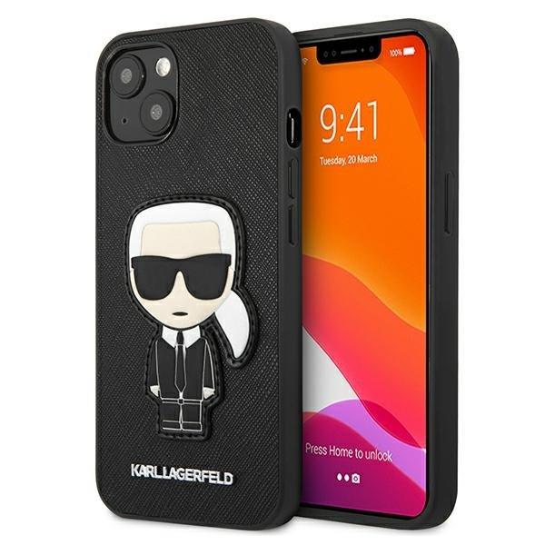 Karl Lagerfeld Saffiano Iconic Karl's Patch Cover iPhone 13 mini Black