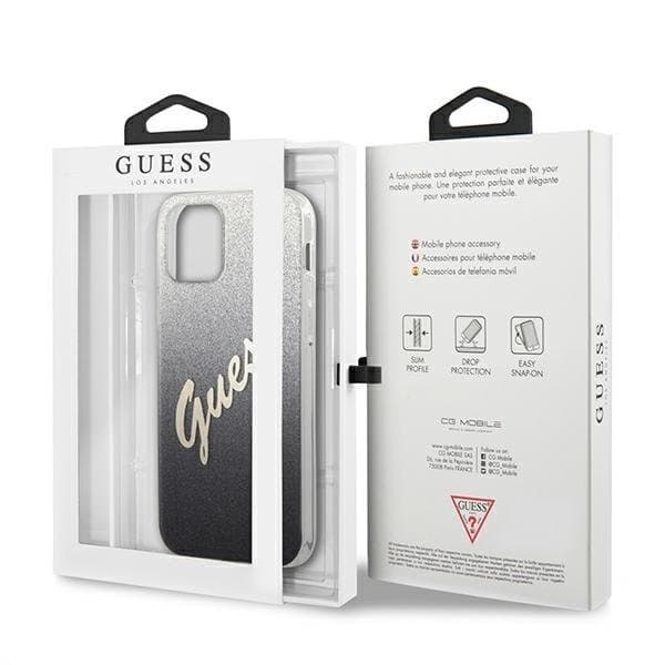 Guess iPhone 12 Pro Max Skal Glitter Gradient Script - Musta Black
